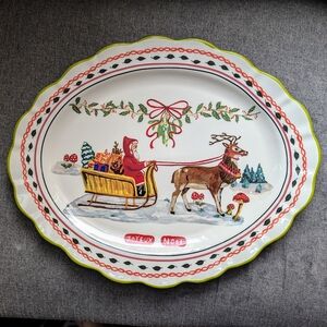 NIB! 2021 ANTHROPOLOGIE Nathalie Lete Christmas Santa Sleigh 18.5x14" Platter
